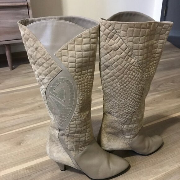 Vero Cuoio Ladies Cream Leather Boots Size 4.5 - Picture 5 of 7